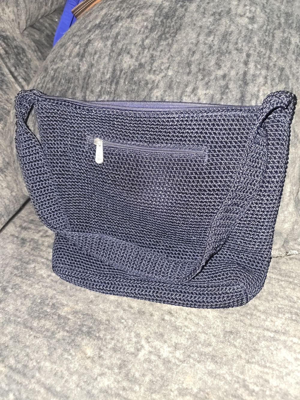 Woven Navy Shoulder Bag - Lightweight Everyday Tote